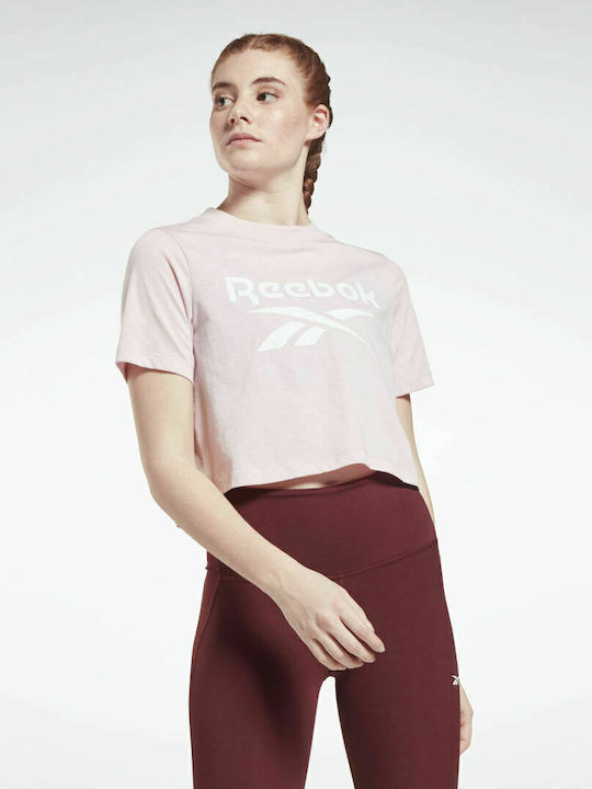 Reebok Identity Women's Athletic Crop Top Short Sleeve Frost Berry