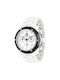 Glam Rock Ρολόι Χρονογράφος με Μεταλλικό Μπρασελέ σε Λευκό χρώμα