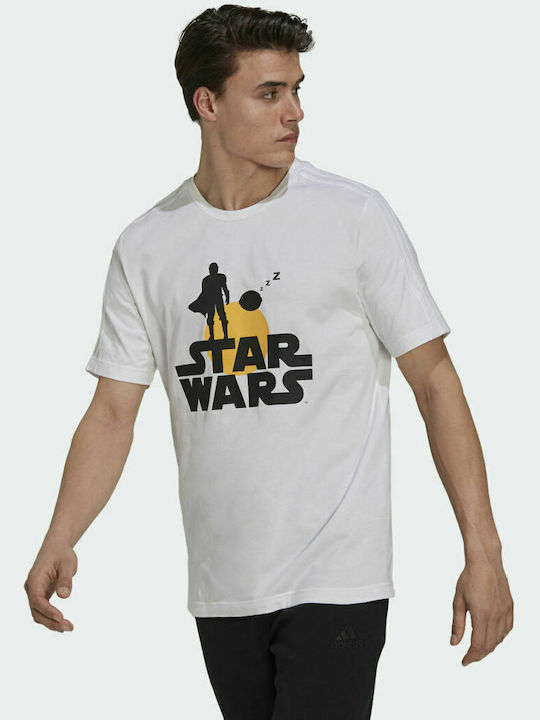 Adidas X Star Wars The Mandalorian Ανδρικό T-shirt Λευκό με Στάμπα