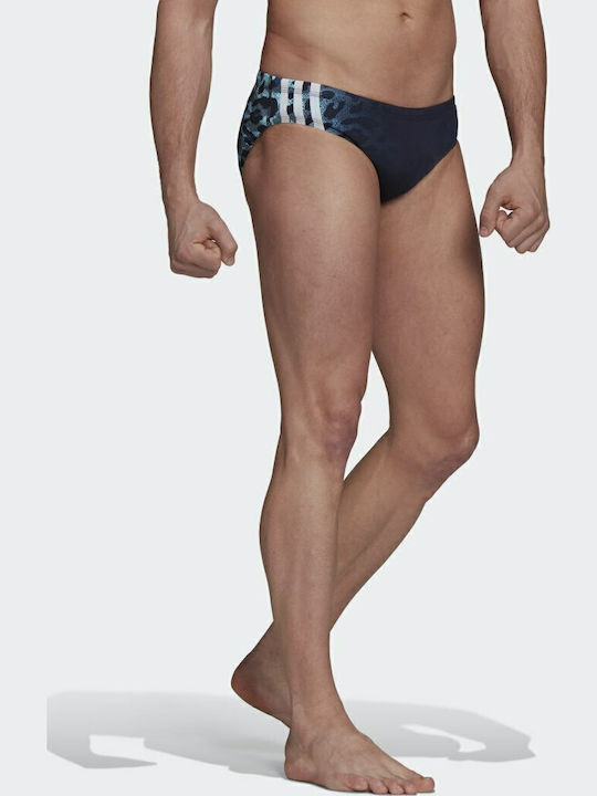 Sports Performance Graphic Men's Swimwear Slip Legend Ink / Pulse Aqua with Patterns