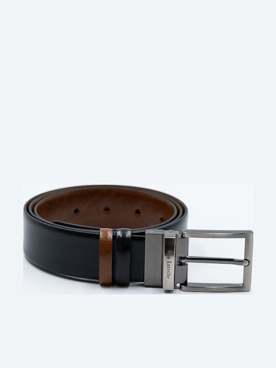 Men's Belt Leather Double Sided Black / Taba