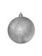 Hängendes Kugel Ornament Ornament Kunststoff Silber mit Glitzer 6cm Set 6Stück
