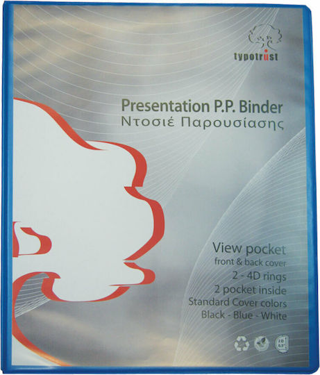 Typotrust Binders 3/32 for Paper A4 with 2 s Rings Light Blue 1pcs