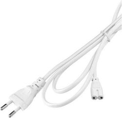 Aca Power Supply Cable 1.2m with 2 Pin Plug σε Λευκό Χρώμα PHILOCABLE