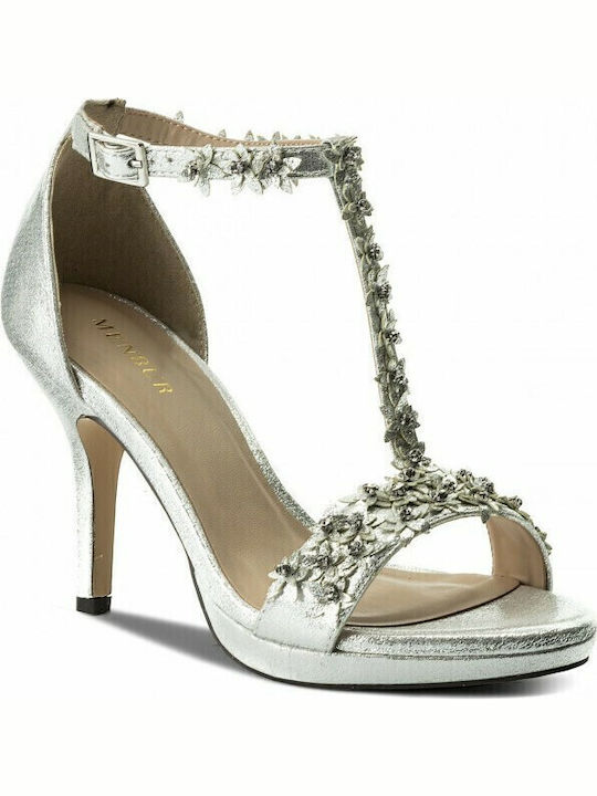 Menbur Fabric Sandals Silver