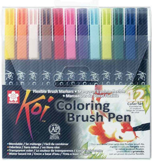 Royal Talens Koi Watercolor Brush Pen Markere de Proiectare Multicolor 12buc
