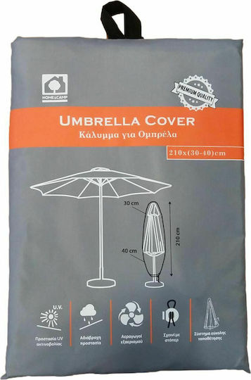 Home & Camp Waterproof Protective Umbrella Cover 30x30x210cm in Grey Colour