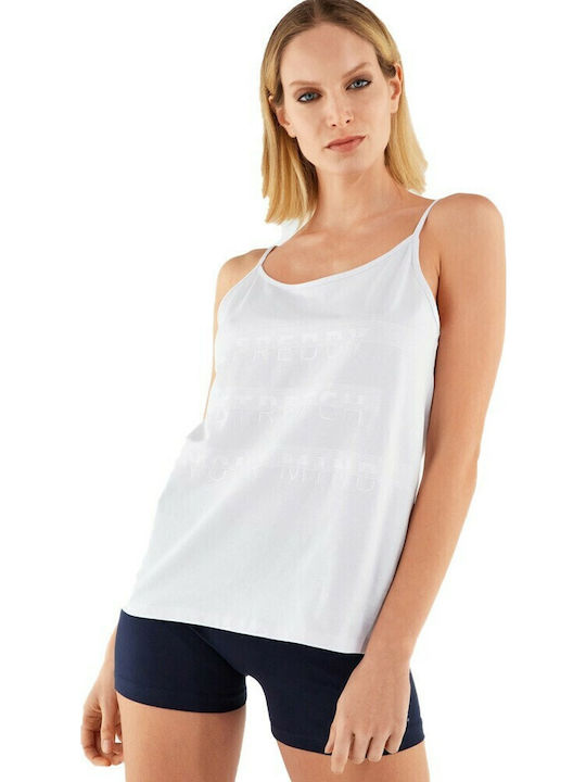 Women's Athletic Blouse with Straps White