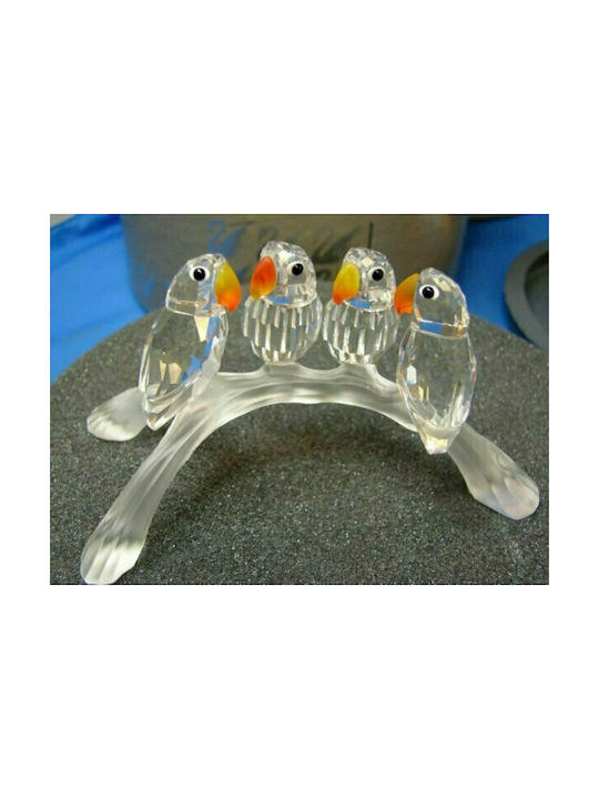 Swarovski Decorative Bird made of Crystal Parrots Sitting On Branch 5cm 1pcs