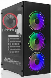 White Shark GCC-2101 Jocuri Turnul Midi Cutie de calculator cu fereastră laterală și iluminare RGB Negru