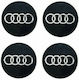 Carman Adhesive Badges Aluminum Αλουμινίου 5,7cm 5.7 x 5.7cm for Car Rims in Black Colour 4pcs