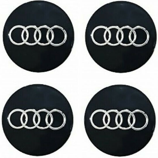 Carman Adhesive Badges Aluminum Αλουμινίου 5,7cm 5.7 x 5.7cm for Car Rims in Black Colour 4pcs