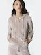 Women's Sweatshirt Jacket Velvet Hooded Brown