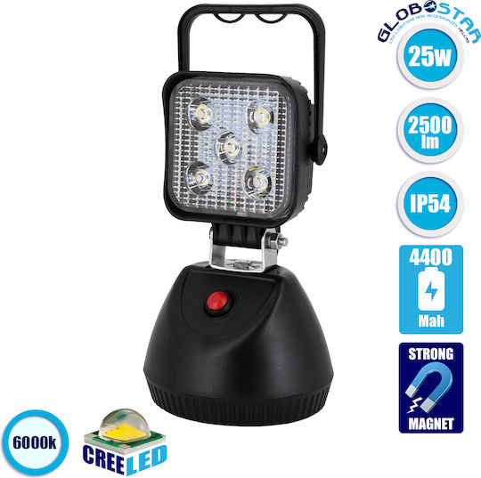 GloboStar Arbeitsbeleuchtung Batterie LED IP54 mit einer Helligkeit von bis zu 2500lm mit Ladekabel für Auto & Steckdose