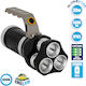 GloboStar Rechargeable Flashlight LED IP65 with Maximum Brightness 3000lm Car & Socket Black