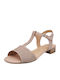 Caprice Anatomic Leather Women's Sandals with Ankle Strap Pink