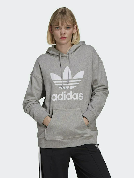 Adidas Adicolor Trefoil Γυναικείο Φούτερ με Κουκούλα Γκρι
