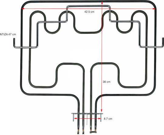 AEG Upper Replacement Heating Element Oven Compatible with AEG 36x42.5cm