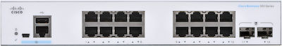 Cisco CBS350-16P-E-2G Verwaltet Switch mit 16 Ports Gigabit (1Gbps) Ethernet und 2 SFP Ports