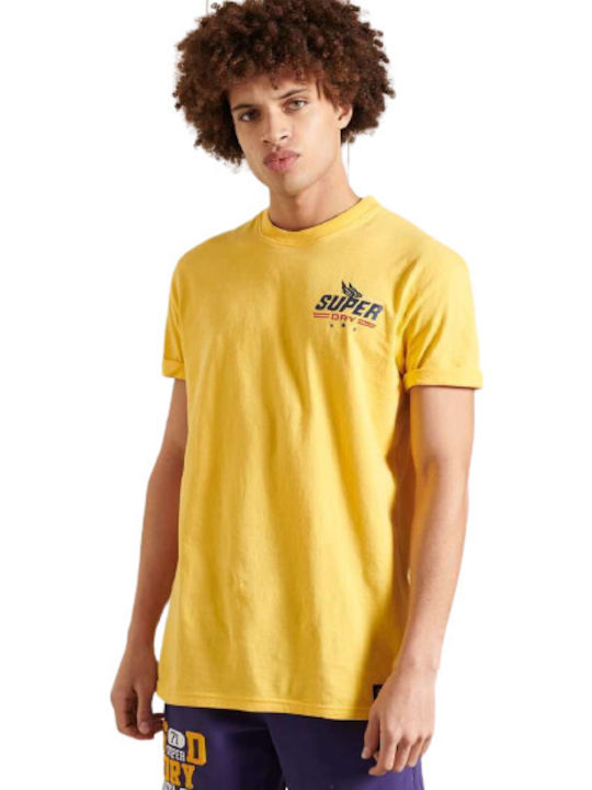 Superdry Ανδρικό T-shirt Κίτρινο με Λογότυπο