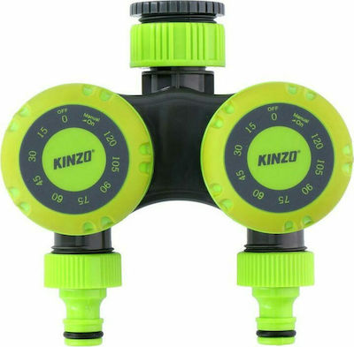 Kinzo Διπλός Χρονοδιακόπτης Νερού 14x8x14cm Μηχανικός Προγραμματιστής Ποτίσματος 2 Στάσεων