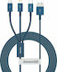 Baseus Superior Series Regular USB to Lightning / Type-C / micro USB Cable 3.5A Μπλε 1.5m (CAMLTYS-03)