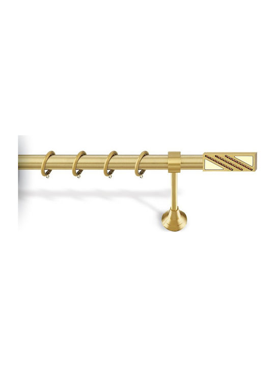 Viobrass Μεταλλικό Κουρτινόξυλο Μονό Φ25mm 240εκ. Χρυσό Ματ