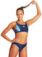 Sport Bikini Set Sports Bra & Slip Bottom Threefold Navy Blue