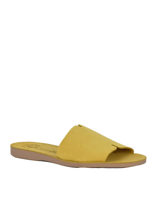 Fantasy Sandals Agape Leather Women's Flat Sandals Anatomic in Yellow Color