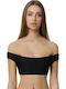 Minerva Athina Off Shoulder Bikini Top Black