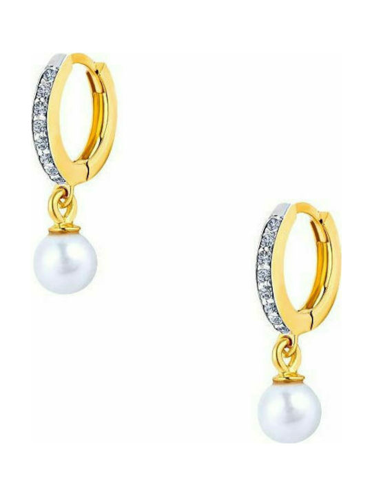 Cercei din argint "Dangle Pearl" placat cu aur