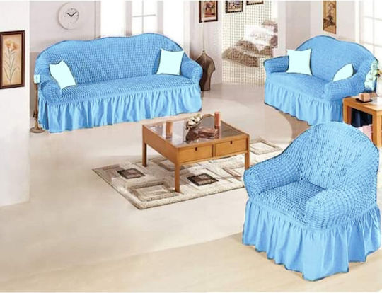 Set Huse Elastice pentru Scaune Ciel cu Volane Σιέλ 3buc