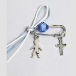 Mouchtaris Collection Christening Charm with Safety Pin Light Blue 50pcs