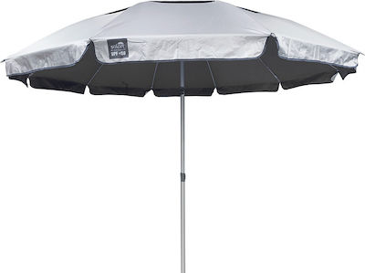 Solart Formă în U Umbrelă de Plajă Aluminiu cu Diametru de 2.2m cu Protecție UV și Ventilație Gri