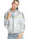 Guess Anthia Women's Short Bomber Jacket for Spring or Autumn Silver