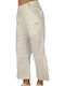 Dama Tesatura Capri Pantaloni Alb