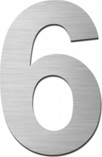 Grekon 500-12/6 Πινακίδα με Αριθμό 6 σε Ασημί Χρώμα 12cm