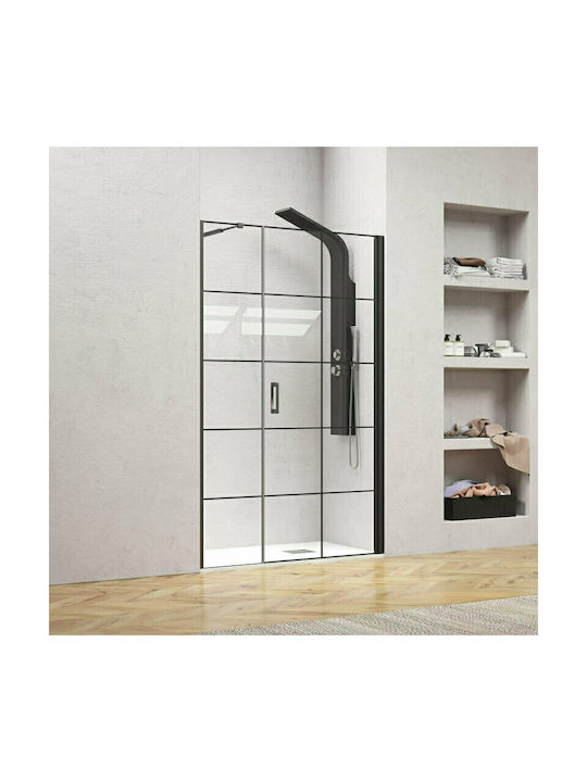 Karag Nero 5 Porta NE5P100 Shower Screen for Shower with Hinged Door 100x200cm Serigrafato Nero