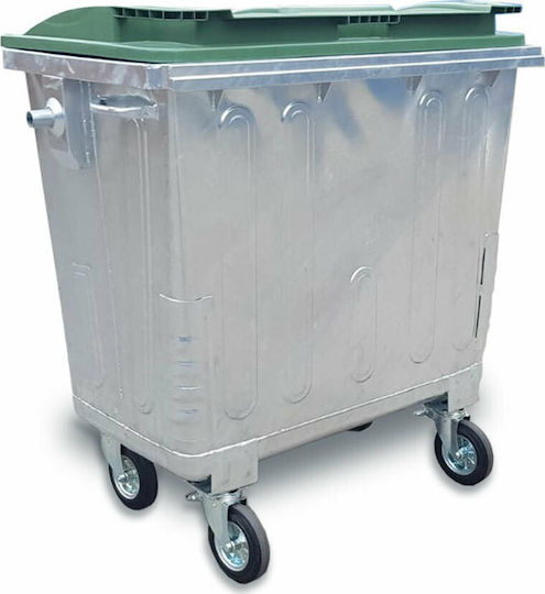 Green City International Metal Coș de gunoi Deșeuri Coșuri de gunoi cu roți 770lt Argintiu