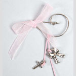 Mouchtaris Collection Metal Christening Charm with Safety Pin Pink 50pcs