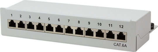 LogiLink Patch Panel για Rack 1U 19" 12 Θυρών cat6a Γκρι