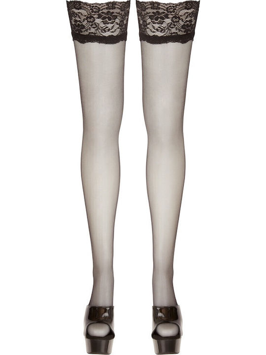 Cottelli Collection Plus Size Hold-ups mit Weitem Spitzen Sexy Socken Schwarz