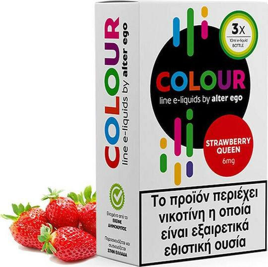 Alter eGo Lichid de Reumplere Gata Colors Strawberry Queen cu Aromă de Fructat 6mg 10ml 3buc