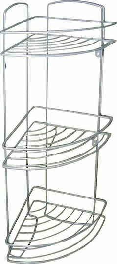 Sidirela Corner Wall Mounted Bathroom Shelf Metallic with 3 Shelves 23x32x60cm Silver Sidirela Corner Wall Mounted Bathroom Shelf Metallic with 3 Shelves 23x32x60cm Silver