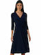 Ralph Lauren Midi Dress Wrap Navy Blue