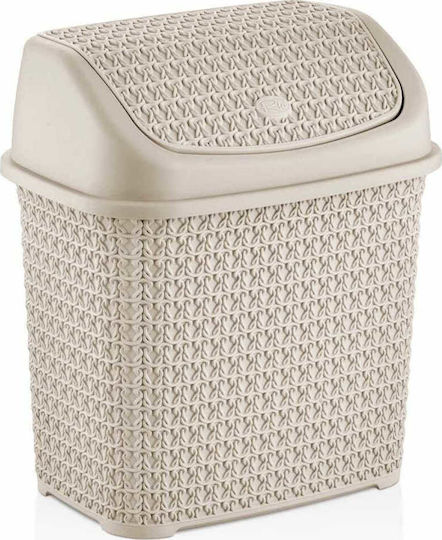 Viosarp Plastic Waste Bin with Oscillating Lid Beige 10lt