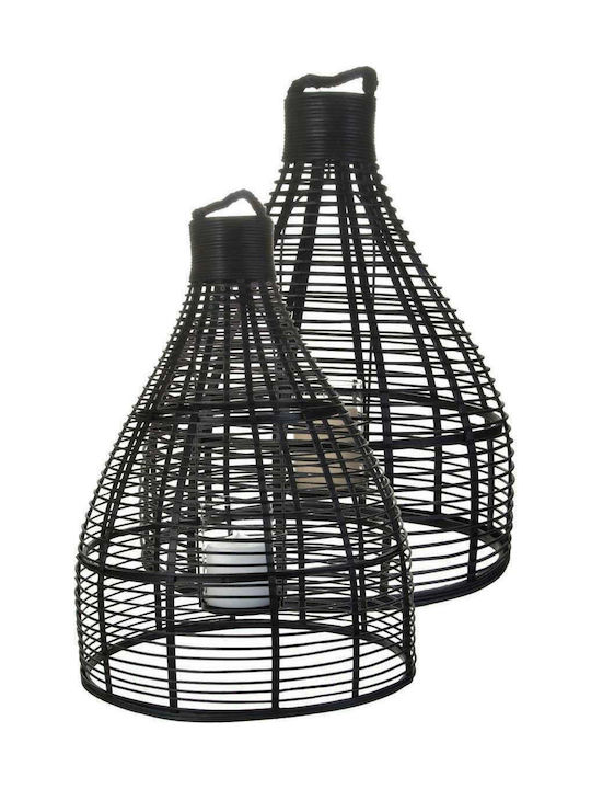 Art et Lumiere Lanterns Laterne Set Bambus Floortop Schwarz 2Stück 4832