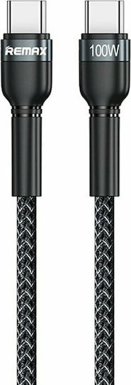 Remax Jany RC-172 Braided USB 2.0 Cable USB-C male - USB-C 100W PD Μαύρο 1m