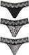 Underneath Jane Thong Set 3 Black