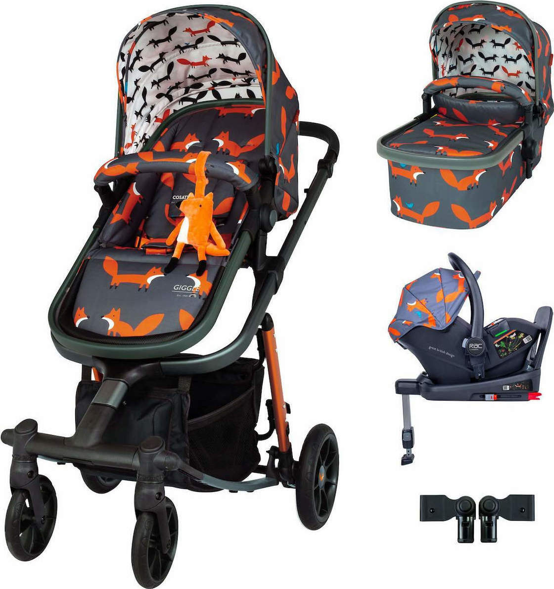 Cosatto Πολυκαρότσι Giggle Quad Bundle 3 in 1 Charcoal Mister Fox With Isofix Base Skroutz.gr